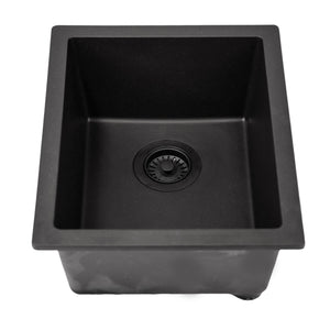 Alternate Image for Nantucket Sinks Rockport 15" Rectangle Granite Composite Bar/Kitchen Sink with Accessories, Black, PR1815-BL