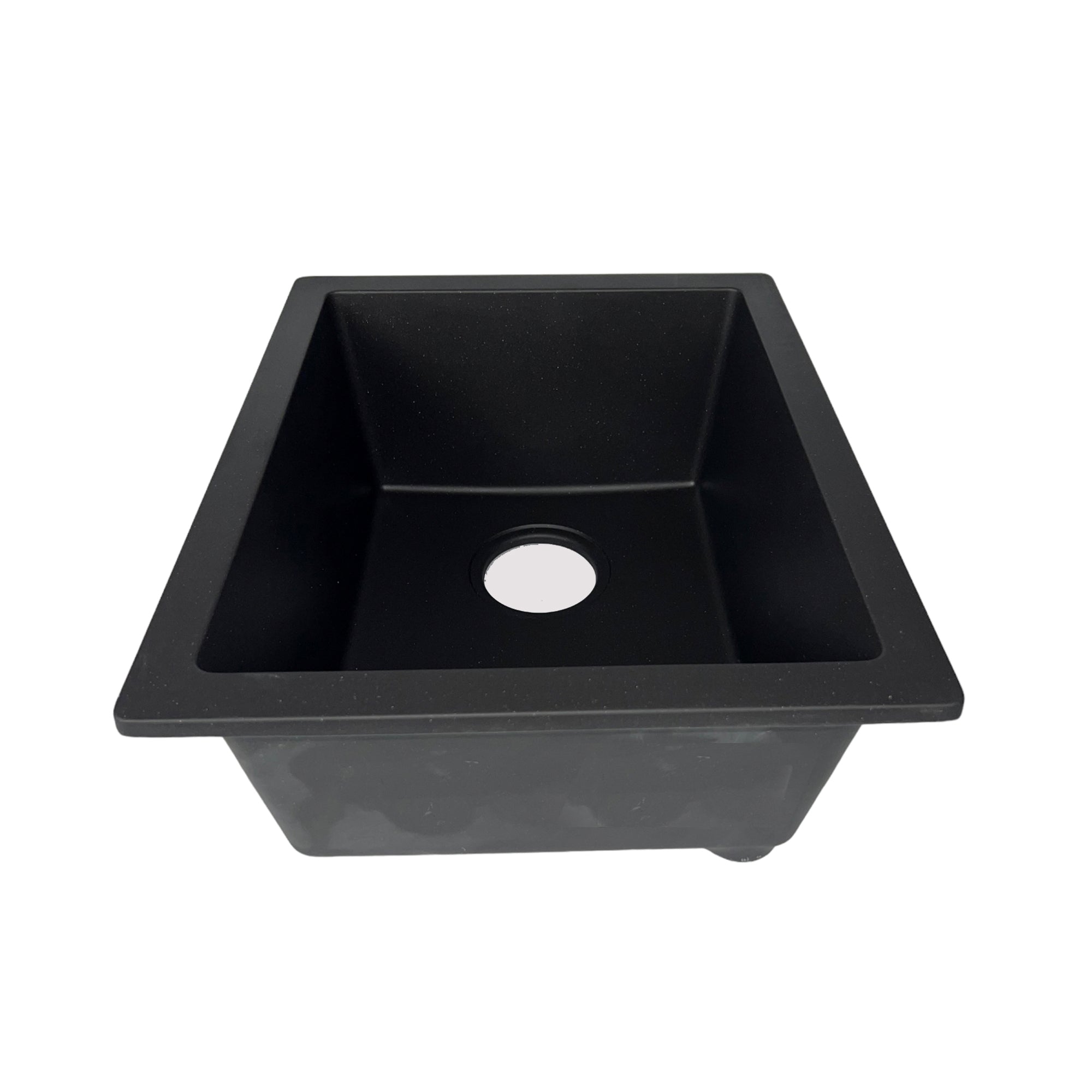 Nantucket Sinks Rockport 15" Rectangle Granite Composite Bar/Kitchen Sink with Accessories, Black, PR1815-BL