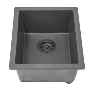 Alternate Image for Nantucket Sinks Rockport 15" Rectangle Granite Composite Bar/Kitchen Sink with Accessories, Titanium Grey, PR1815-TI