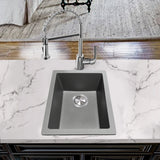 Nantucket Sinks Rockport 15" Rectangle Granite Composite Bar/Kitchen Sink with Accessories, Titanium Grey, PR1815-TI