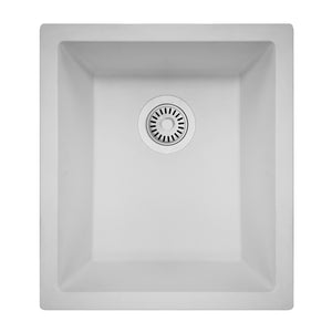 Alternate Image for Nantucket Sinks Rockport 15" Rectangle Granite Composite Bar/Kitchen Sink with Accessories, White, PR1815-W