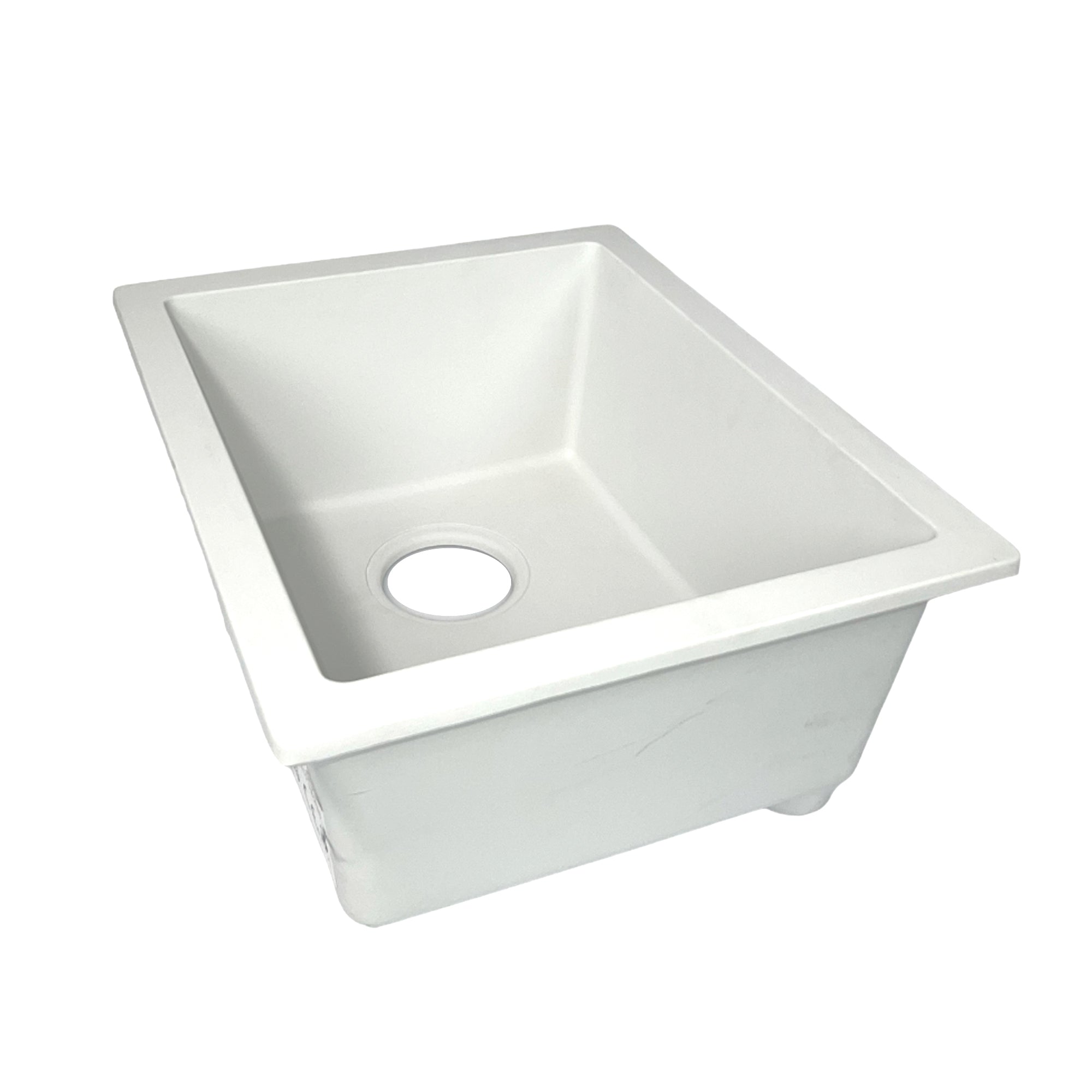 Nantucket Sinks Rockport 15" Rectangle Granite Composite Bar/Kitchen Sink with Accessories, White, PR1815-W