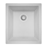 Nantucket Sinks Rockport 15" Rectangle Granite Composite Bar/Kitchen Sink with Accessories, White, PR1815-W