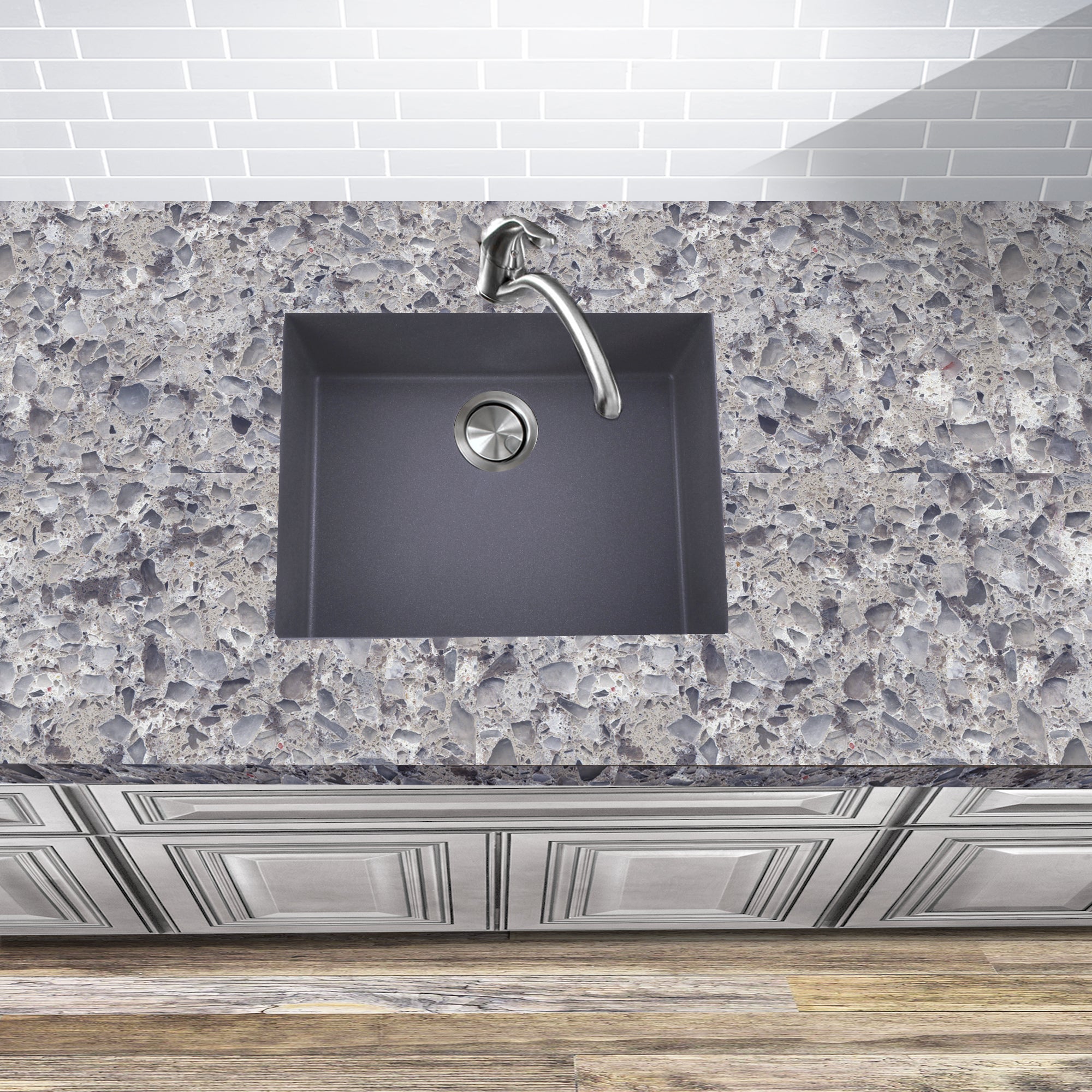 Nantucket Sinks Plymouth 24" Granite Composite Kitchen Sink, Titanium, PR2418-TI - The Sink Boutique