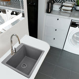 Nantucket Sinks Rockport 25" Dual Mount Granite Composite Laundry Sink, Titanium, PR2522-DM-TI
