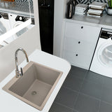 Nantucket Sinks Rockport 25" Dual Mount Granite Composite Laundry Sink, Truffle, PR2522-DM-TR