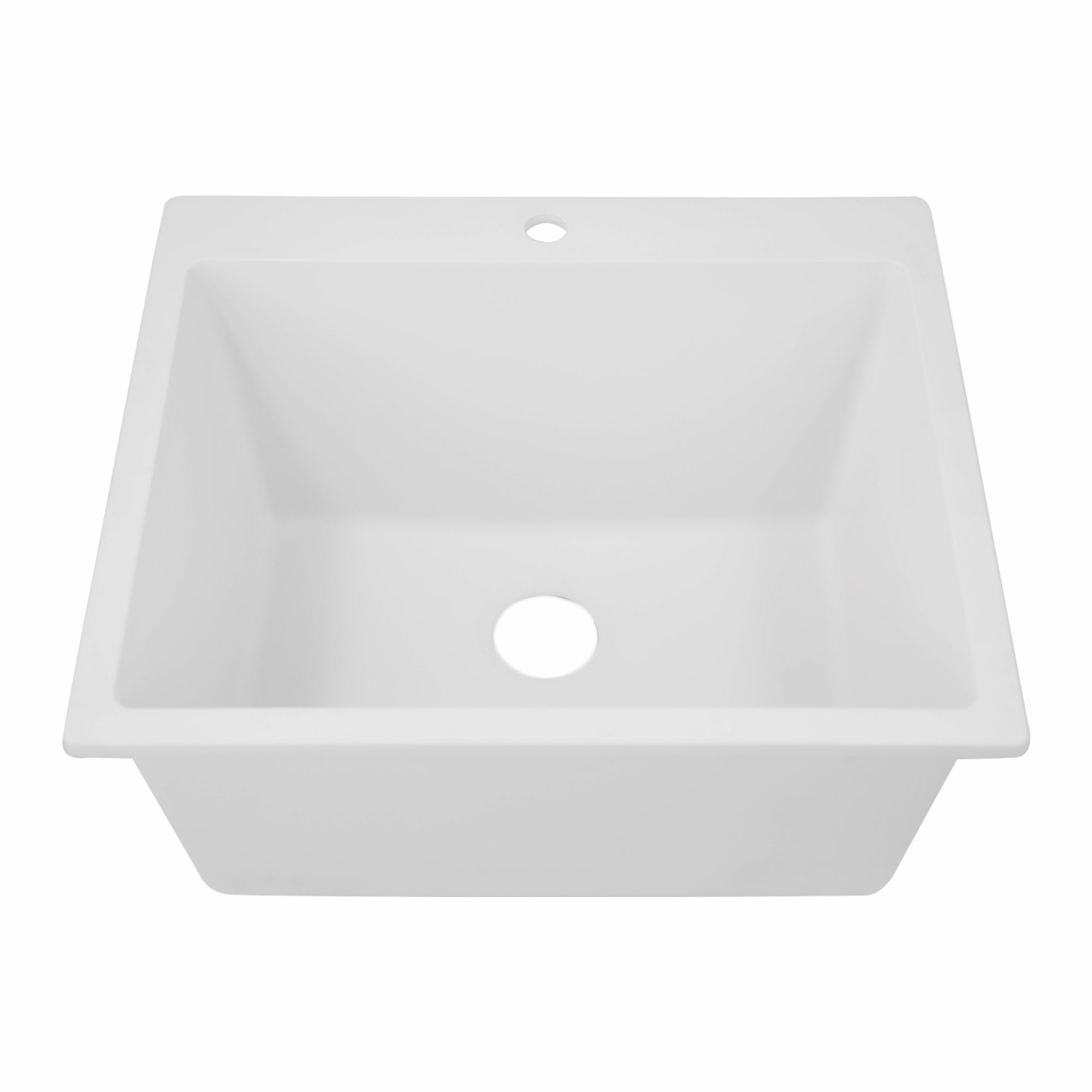 Nantucket Sinks Rockport 25" Dual Mount Granite Composite Laundry Sink, White, PR2522-DM-W