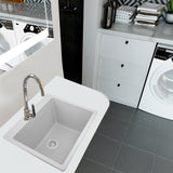 Nantucket Sinks Rockport 25" Dual Mount Granite Composite Laundry Sink, White, PR2522-DM-W