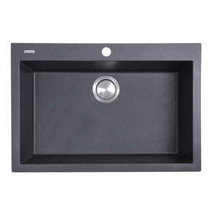 Alternate Image for Nantucket Sinks Plymouth 27" Dual Mount Granite Composite Kitchen Sink with Accessories, Black, PR2720-DM-BL