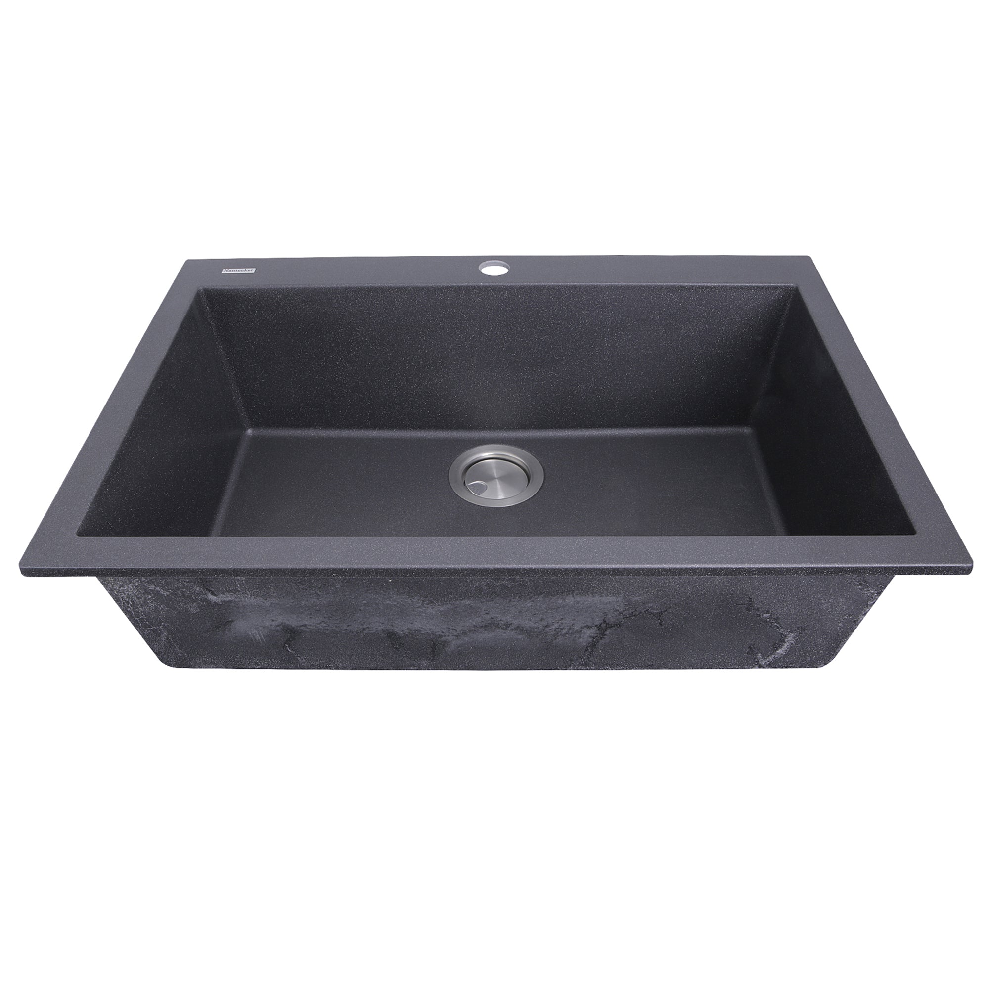Nantucket Sinks Plymouth 27" Dual Mount Granite Composite Kitchen Sink with Accessories, Black, PR2720-DM-BL