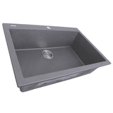 Nantucket Sinks Plymouth 27" Dual Mount Granite Composite Kitchen Sink with Accessories, Titanium, PR2720-DM-TI
