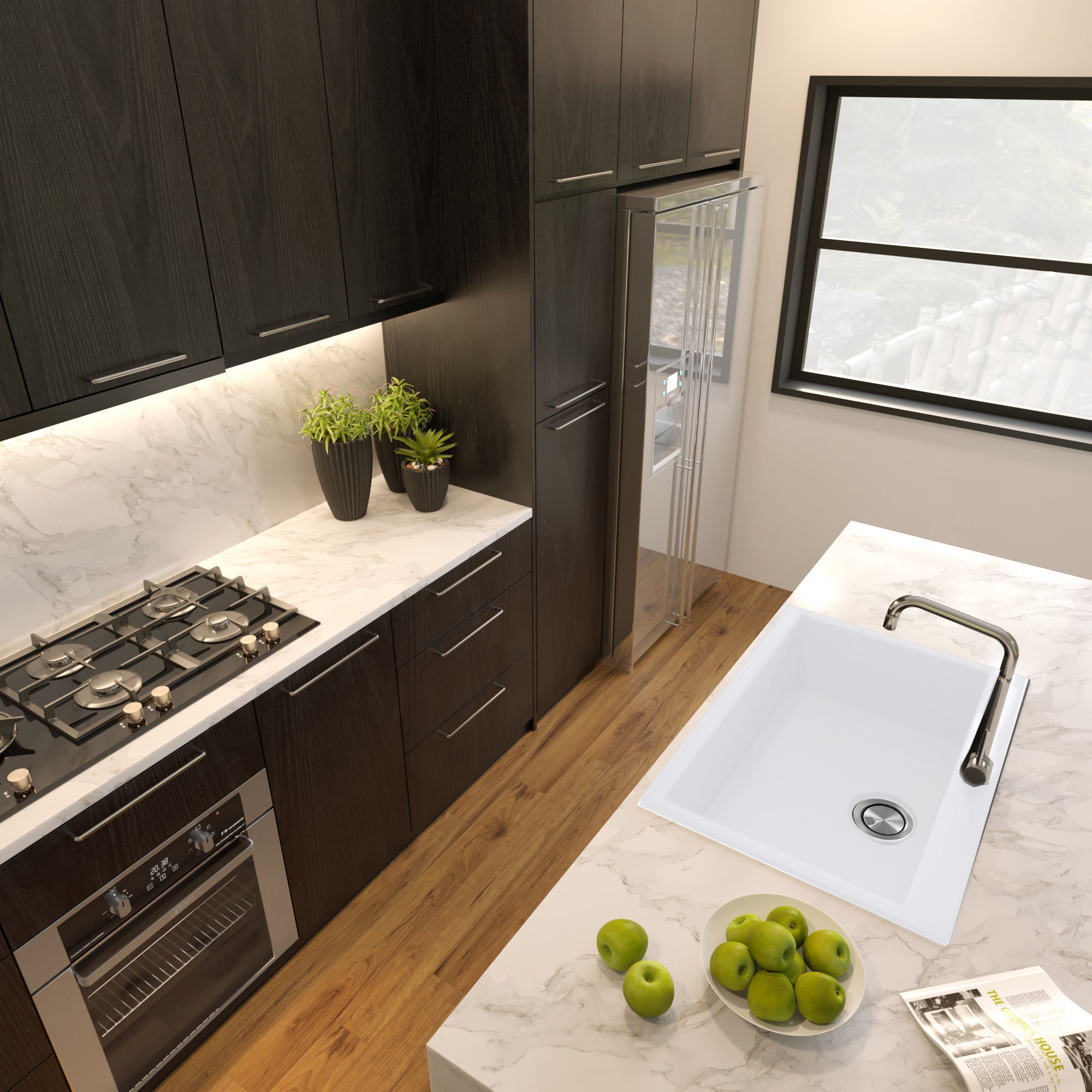 Nantucket Sinks Plymouth 27" Dual Mount Granite Composite Kitchen Sink with Accessories, White, PR2720-DM-W