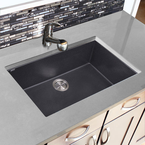 Nantucket Sinks Plymouth 30" Granite Composite Kitchen Sink, Black, PR3018-BL