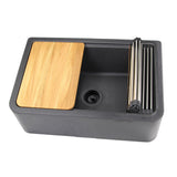 Nantucket Sinks Plymouth 30" Granite Composite Workstation Farmhouse Sink with Accessories, Black, PR3020-APS-BL - The Sink Boutique