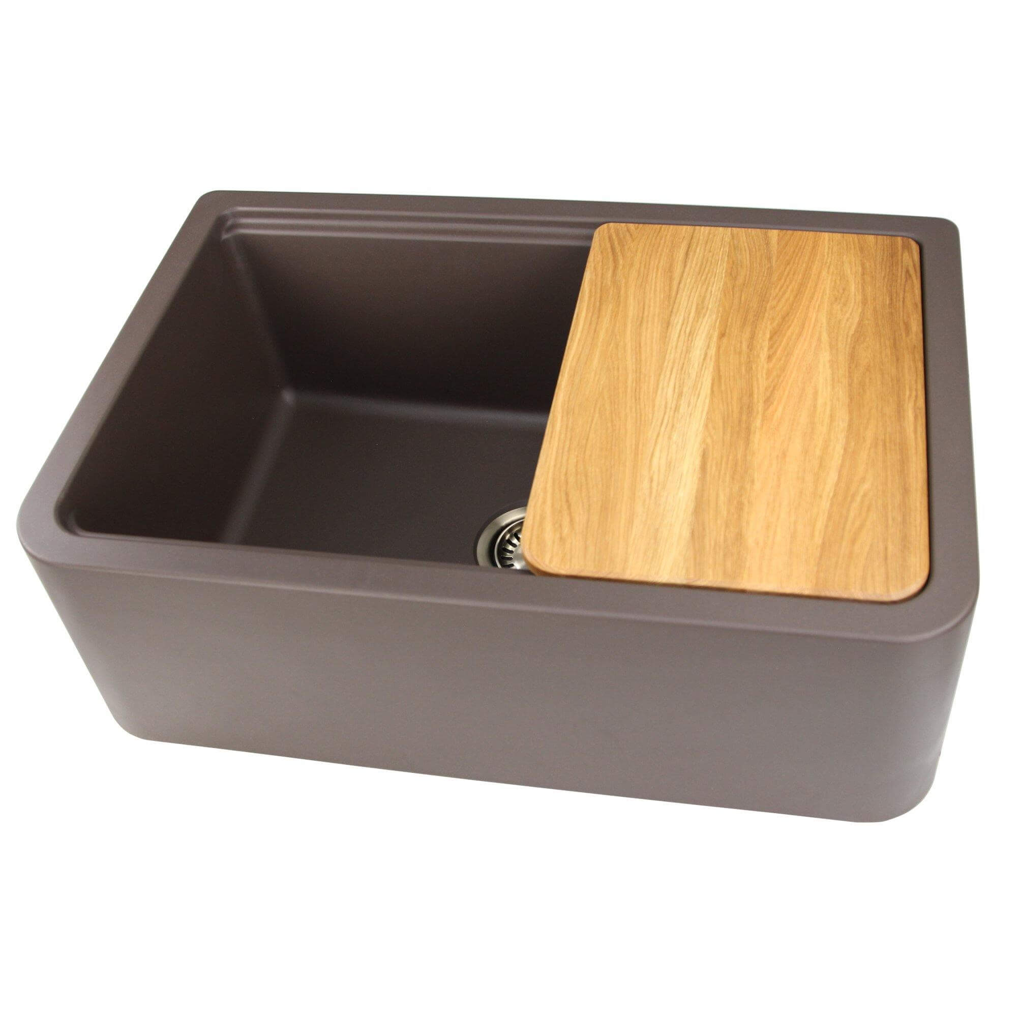 Alternate Image for Nantucket Sinks Rockport 30" Granite Composite Workstation Farmhouse Sink with Accessories, Brown, PR3020-APS-BR