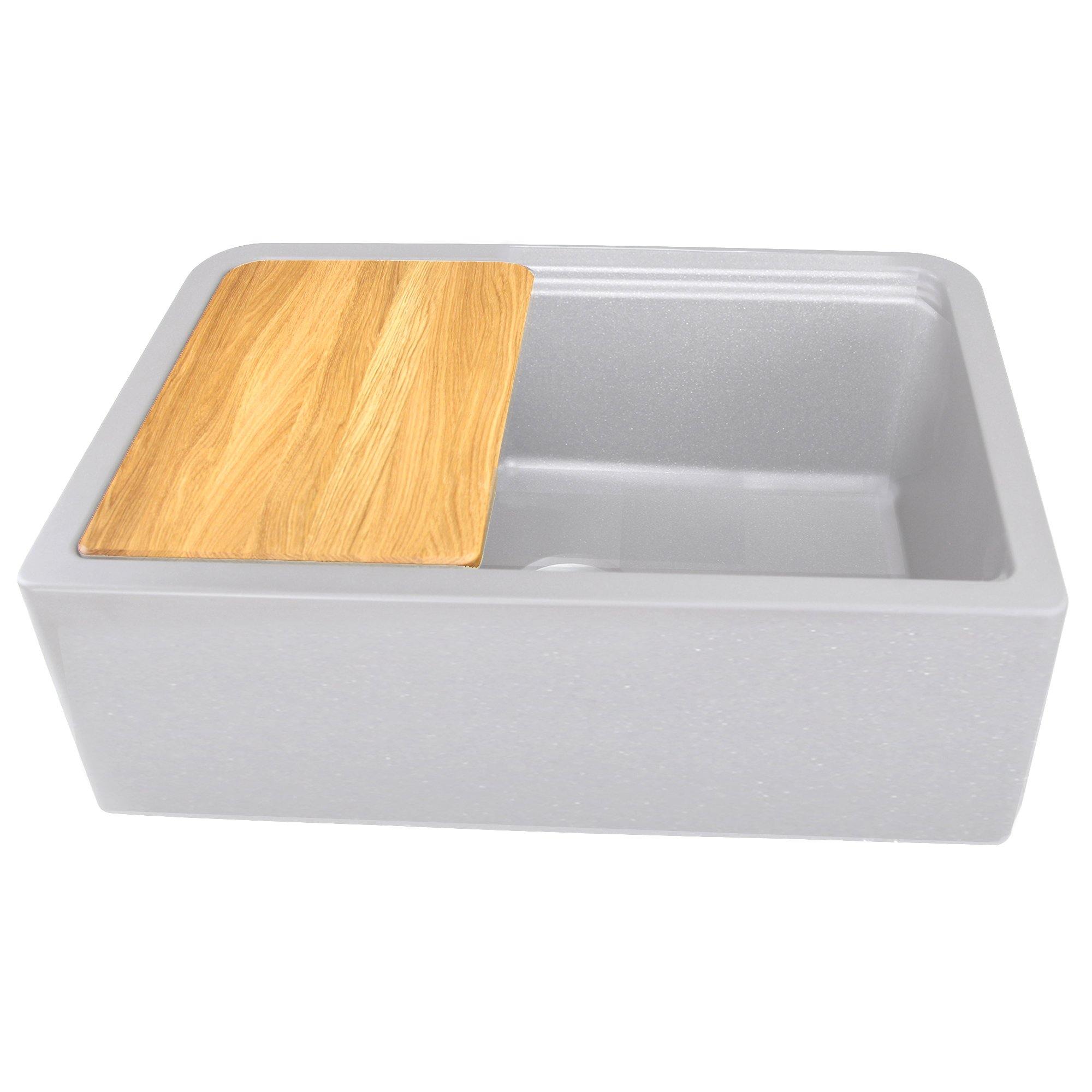 Nantucket Sinks Plymouth 30" Granite Composite Workstation Farmhouse Sink with Accessories, Light Grey, PR3020-APS-G - The Sink Boutique