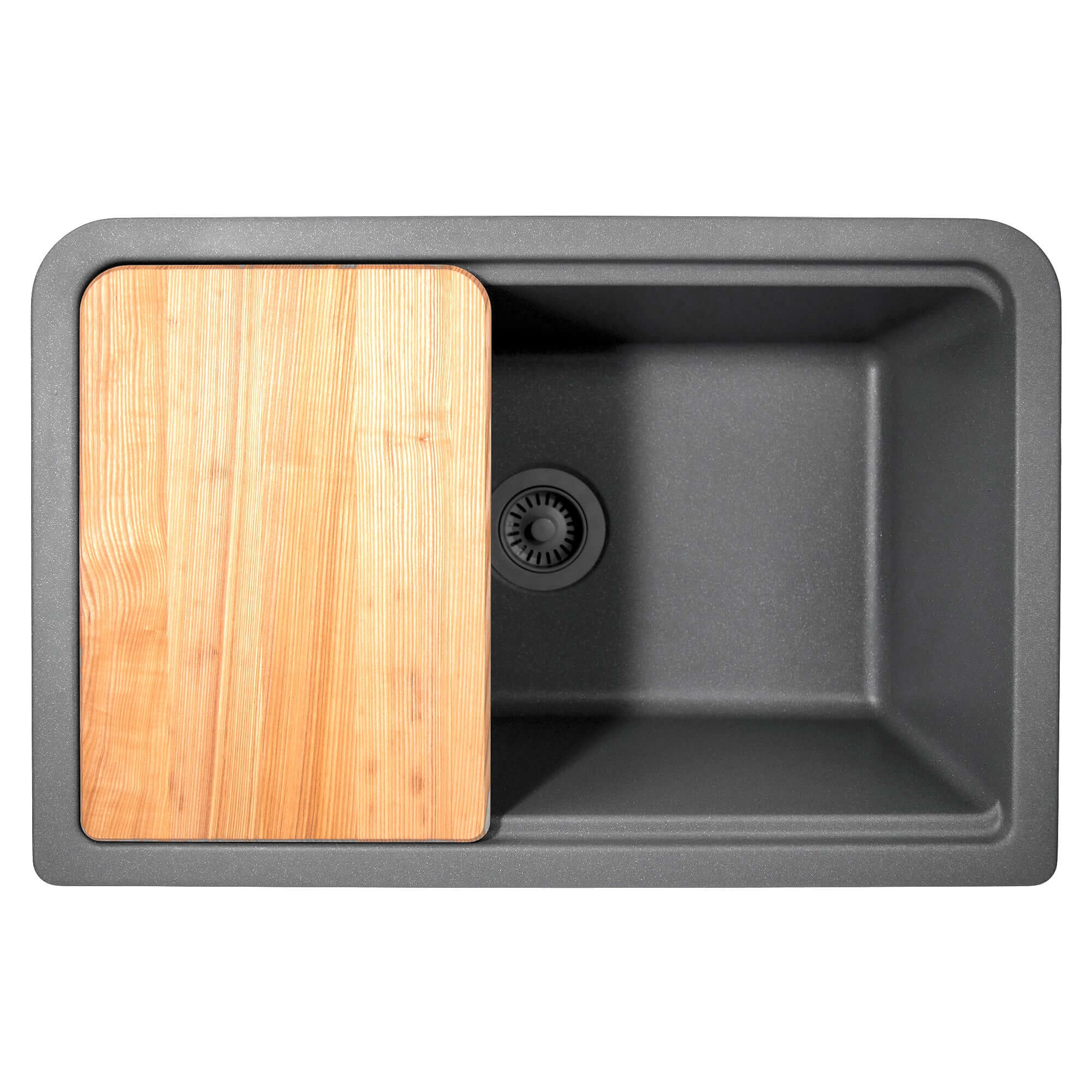 Nantucket Sinks Rockport 30" Granite Composite Workstation Farmhouse Sink with Accessories, Titanium, PR3020-APS-TI