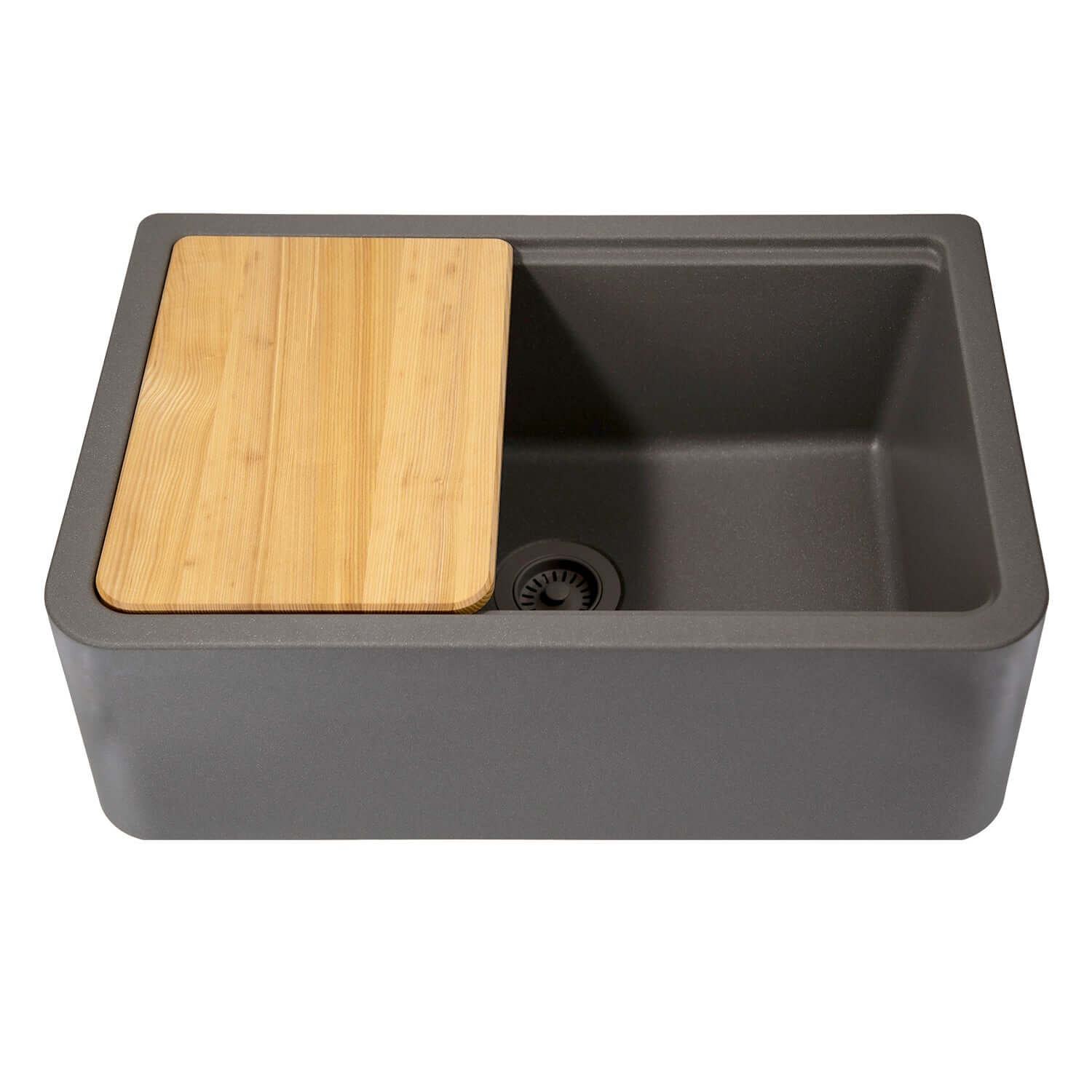 Nantucket Sinks Rockport 30" Granite Composite Workstation Farmhouse Sink with Accessories, Titanium, PR3020-APS-TI