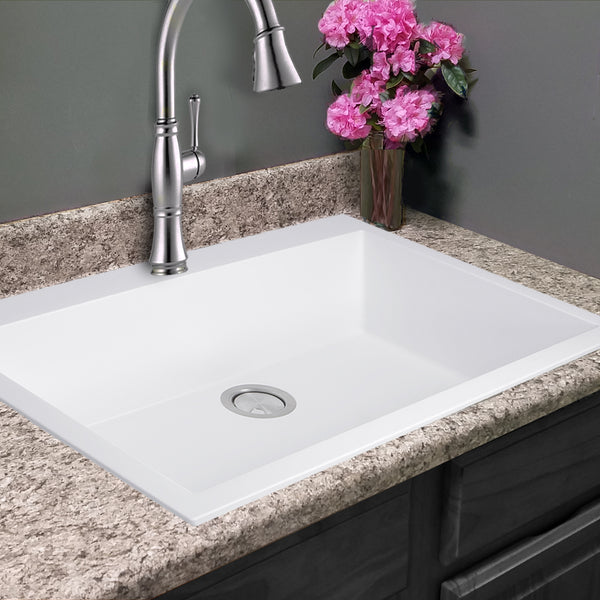 Nantucket Sinks Plymouth 30" Granite Composite Kitchen Sink, White, PR3020-DM-W