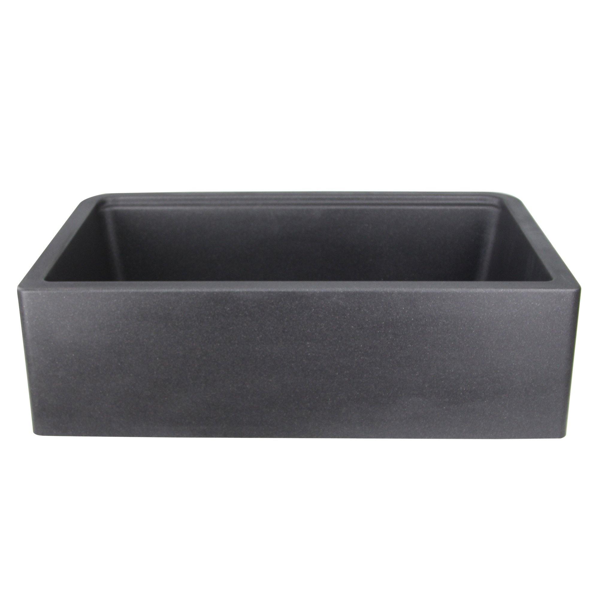 Nantucket Sinks Plymouth 33" Granite Composite Workstation Farmhouse Sink with Accessories, Black, PR3320-APS-BL - The Sink Boutique