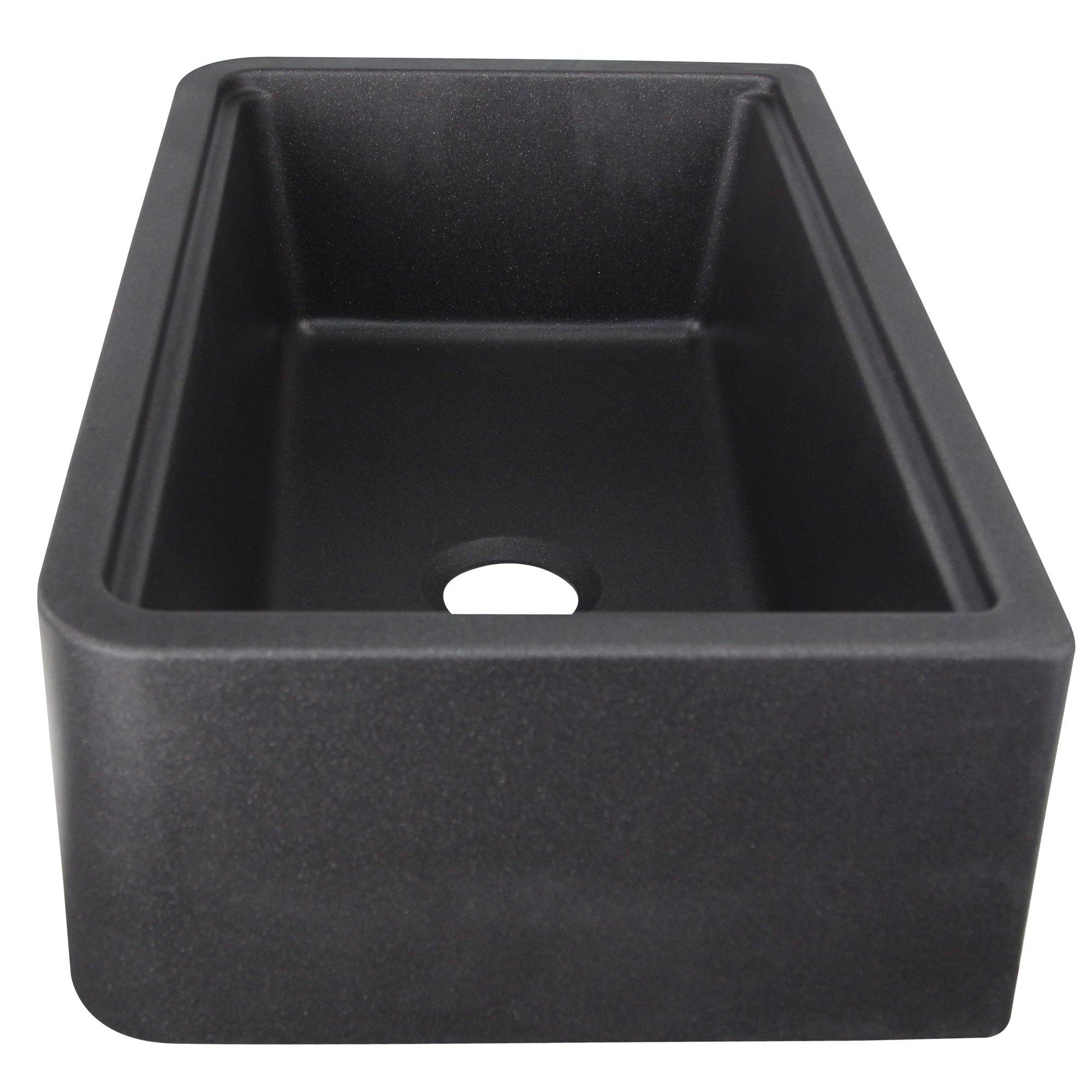 Nantucket Sinks Plymouth 33" Granite Composite Workstation Farmhouse Sink with Accessories, Black, PR3320-APS-BL - The Sink Boutique