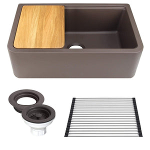 Alternate Image for Nantucket Sinks Rockport 33" Granite Composite Workstation Farmhouse Sink with Accessories, Brown, PR3320-APS-BR