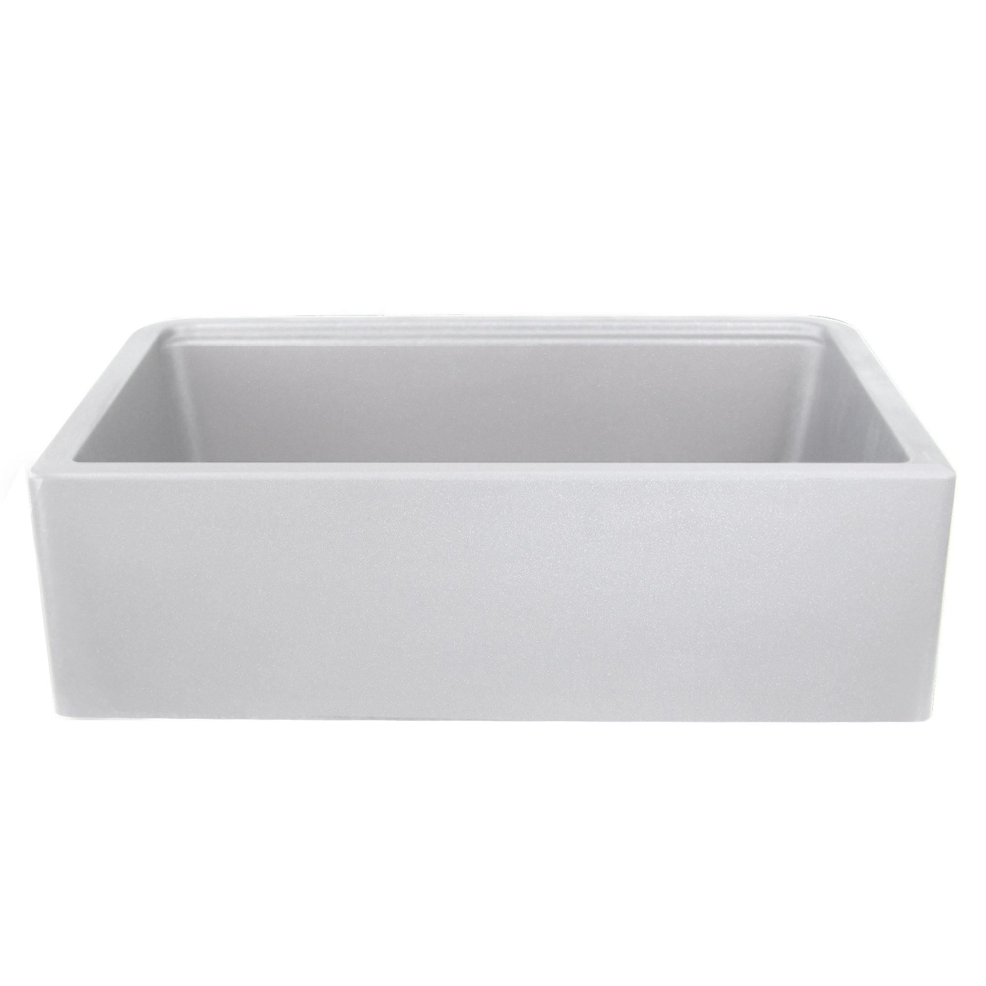 Nantucket Sinks Plymouth 33" Granite Composite Workstation Farmhouse Sink with Accessories, Light Grey, PR3320-APS-G - The Sink Boutique