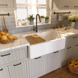 Nantucket Sinks Plymouth 33" Granite Composite Workstation Farmhouse Sink with Accessories, White, PR3320-APS-W - The Sink Boutique