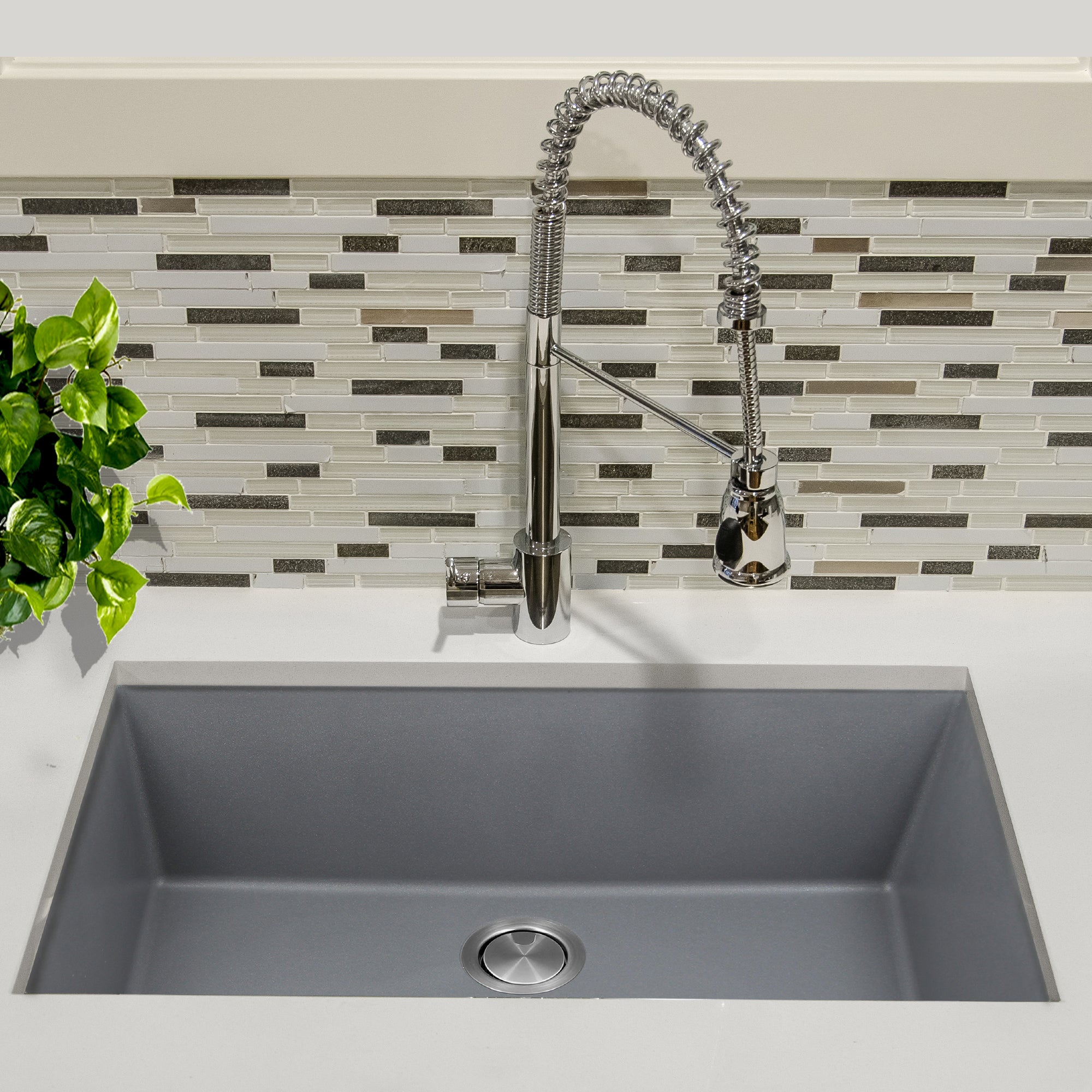 Nantucket Sinks Plymouth 33" Granite Composite Kitchen Sink, Titanium, PR3320-TI-UM