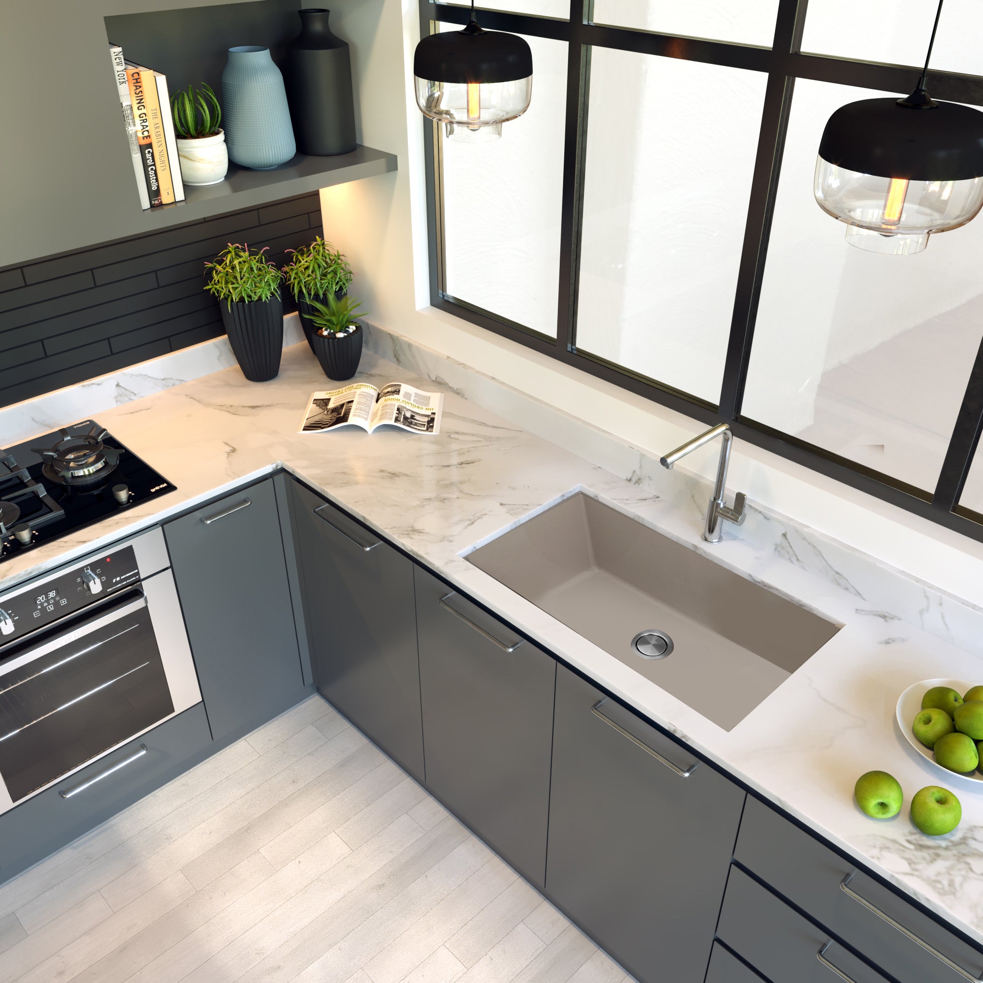 Nantucket Sinks Plymouth 33" Granite Composite Kitchen Sink, Truffle, PR3320-TR-UM - The Sink Boutique