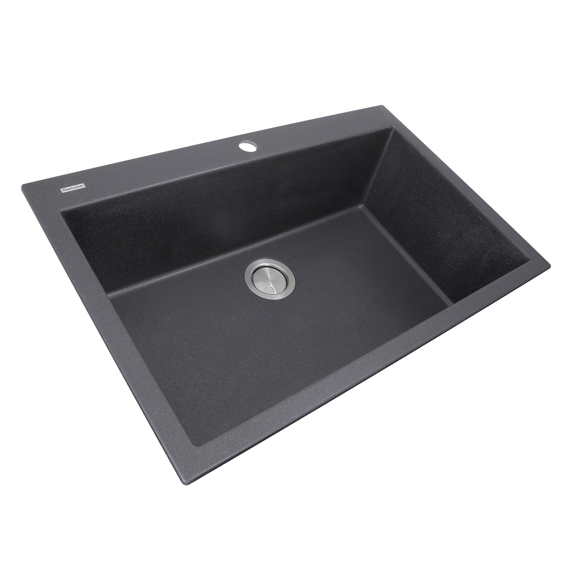Nantucket Sinks Plymouth 33" Granite Composite Kitchen Sink, Black, PR3322-DM-BL - The Sink Boutique