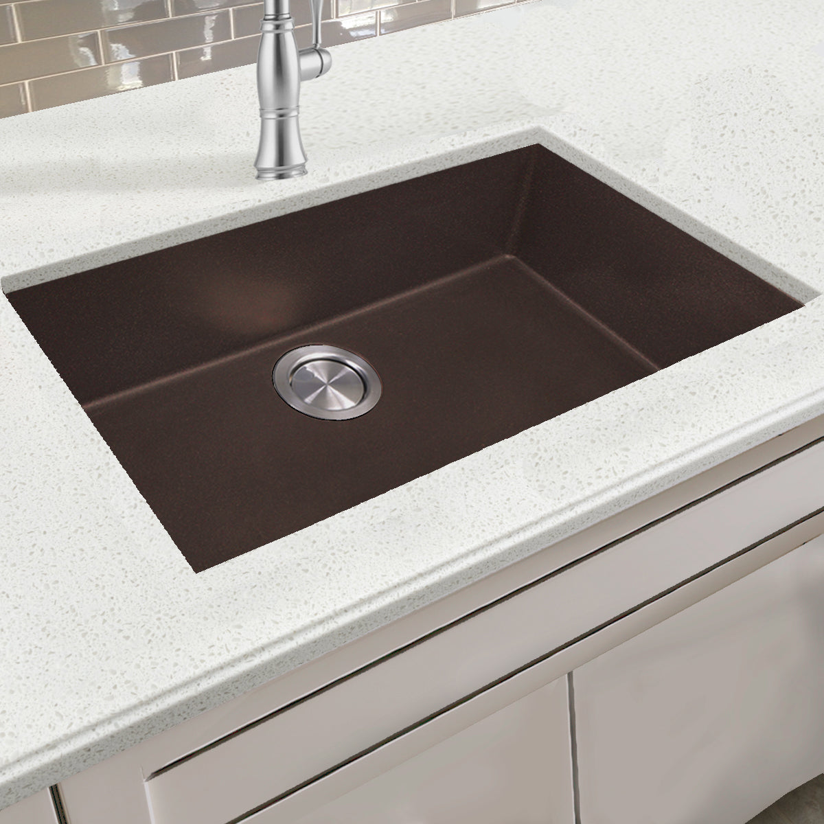 Nantucket Sinks Plymouth 33" Granite Composite Kitchen Sink, Brown, PR3322-DM-BR - The Sink Boutique