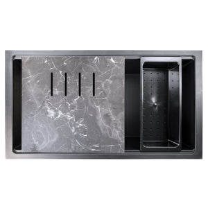 Alternate Image for Nantucket Sinks Plymouth 34" Undermount Granite Composite Workstation Kitchen Sink with Accessories, Black, PR3419-NBL-UM