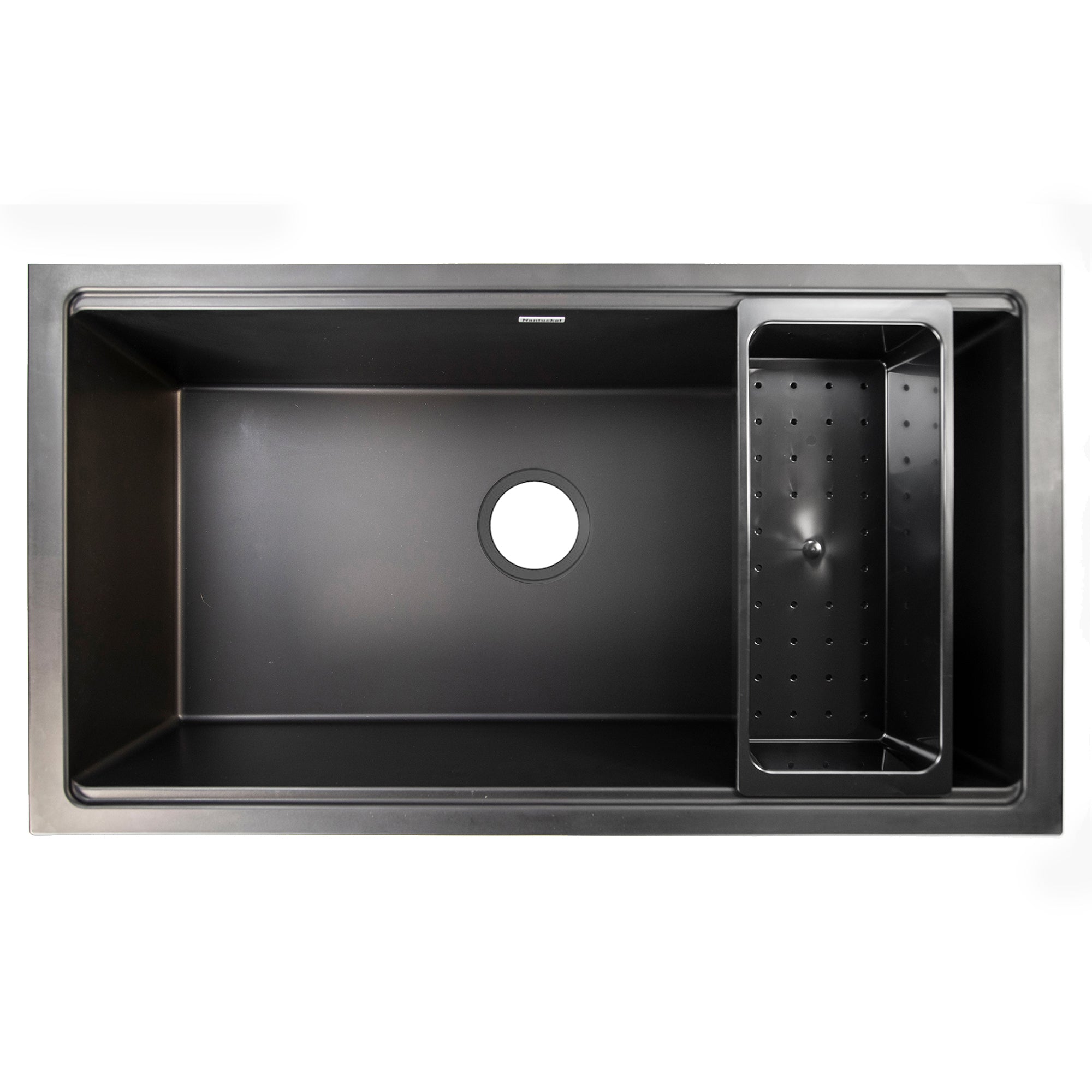 Nantucket Sinks Plymouth 34" Undermount Granite Composite Workstation Kitchen Sink with Accessories, Black, PR3419-NBL-UM