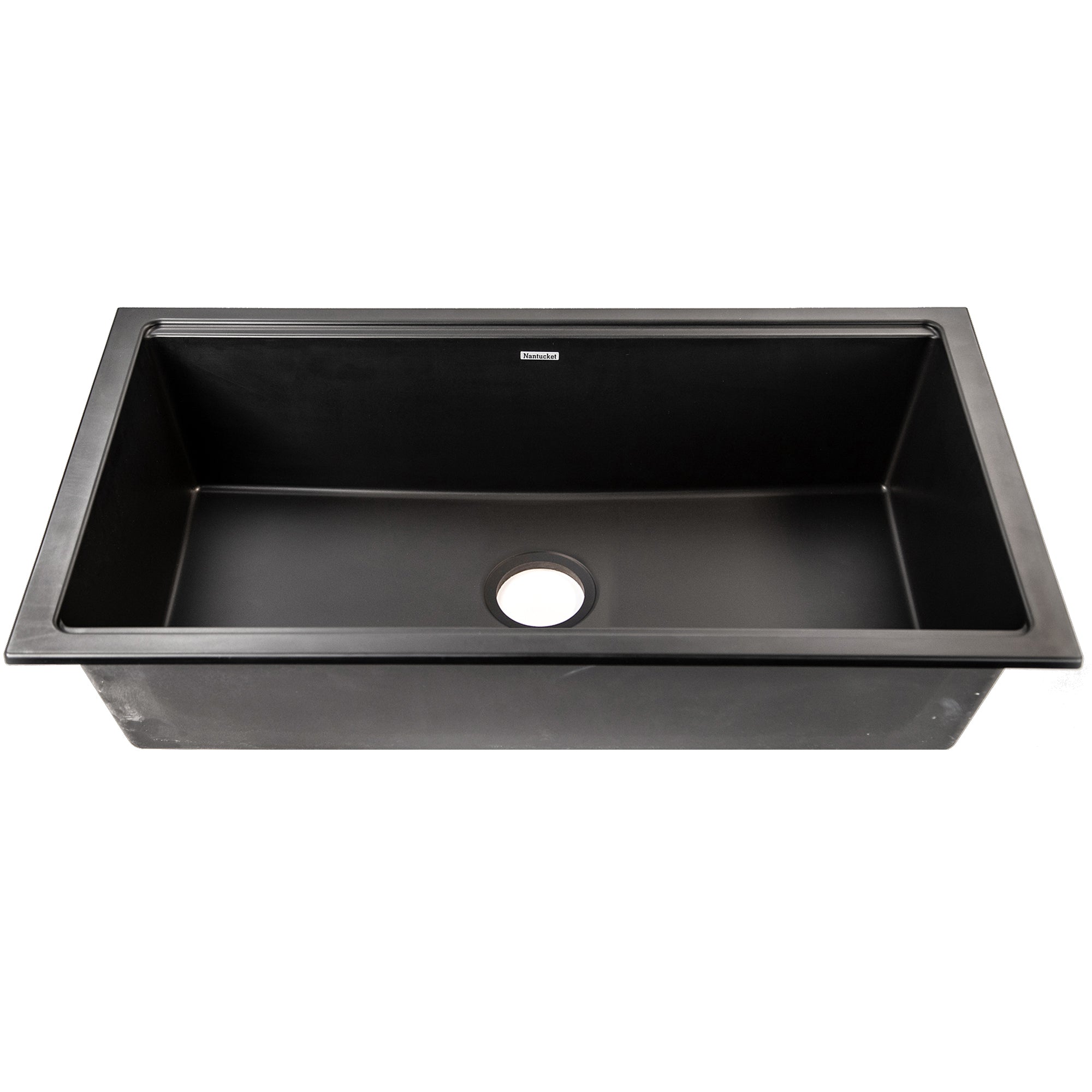 Nantucket Sinks Plymouth 34" Undermount Granite Composite Workstation Kitchen Sink with Accessories, Black, PR3419-NBL-UM