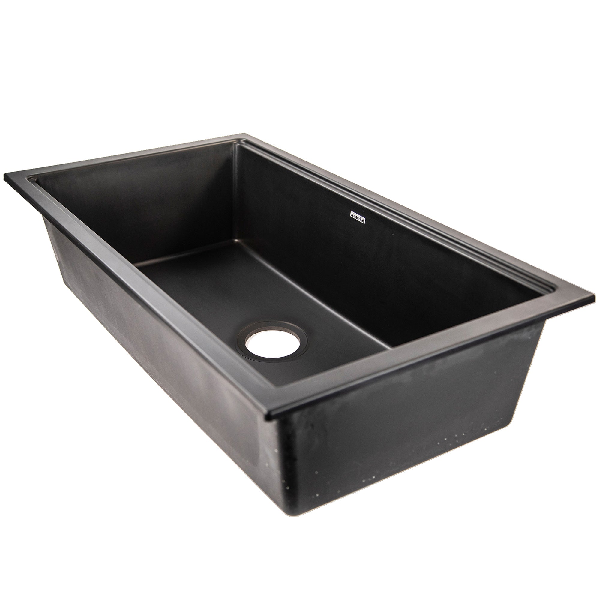 Nantucket Sinks Plymouth 34" Undermount Granite Composite Workstation Kitchen Sink with Accessories, Black, PR3419-NBL-UM