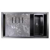 Nantucket Sinks Plymouth 34" Undermount Granite Composite Workstation Kitchen Sink with Accessories, Black, PR3419-NBL-UM