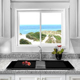 Nantucket Sinks Plymouth 34" Granite Composite Kitchen Sink, 50/50 Double Bowl, Black, PR3420PS-BL - The Sink Boutique