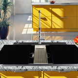 Nantucket Sinks Plymouth 34" Granite Composite Kitchen Sink, 50/50 Double Bowl, Black, PR3420PS-BL - The Sink Boutique