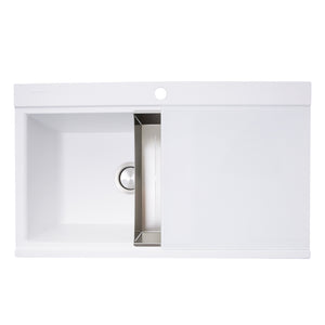 Alternate Image for Nantucket Sinks Plymouth 34" Granite Composite Kitchen Sink, 50/50 Double Bowl, White, PR3420PS-W