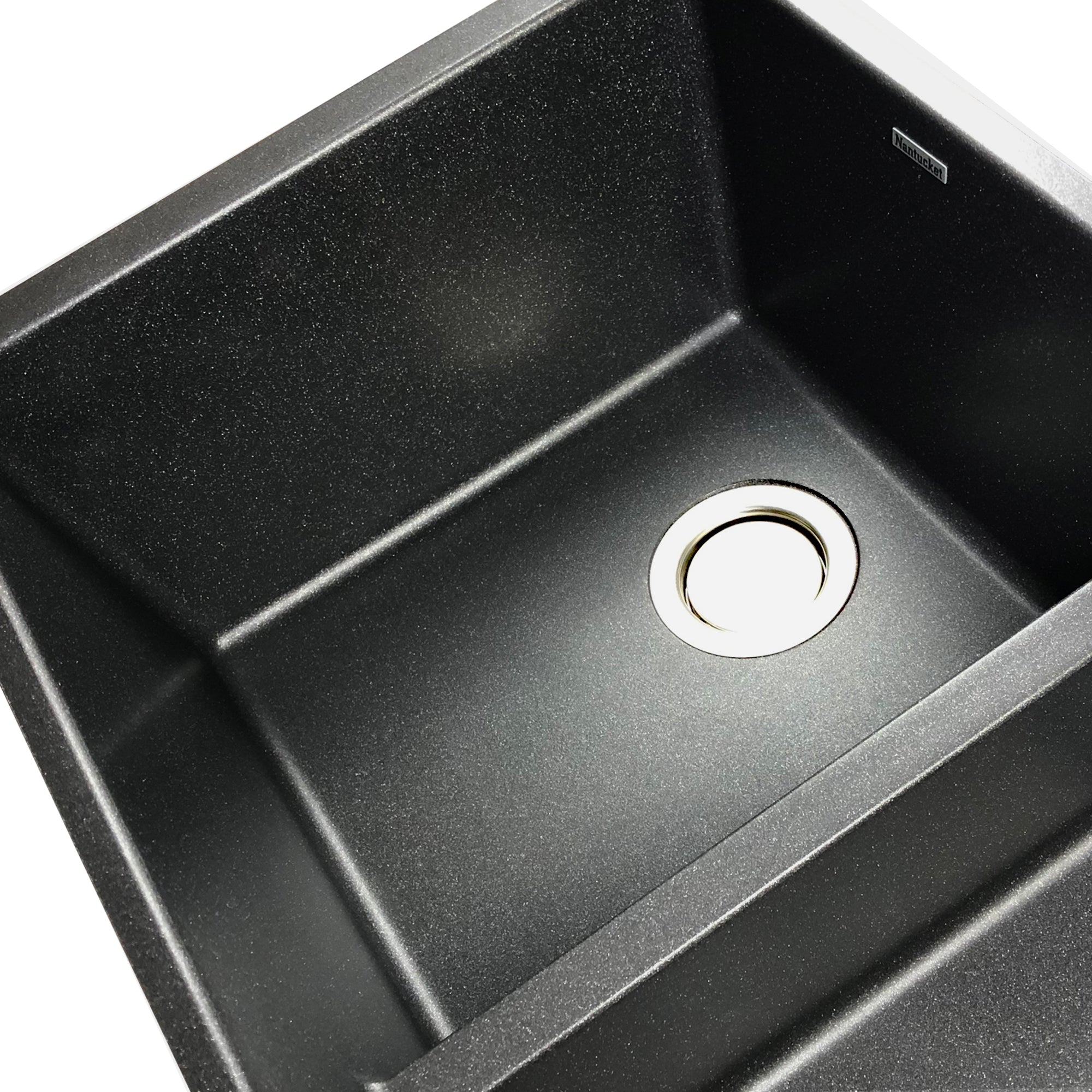 Nantucket Sinks Plymouth 33" Undermount Granite Composite Kitchen Sink, 50/50 Double Bowl, Black/metallic flecks, PR5050-LDBL