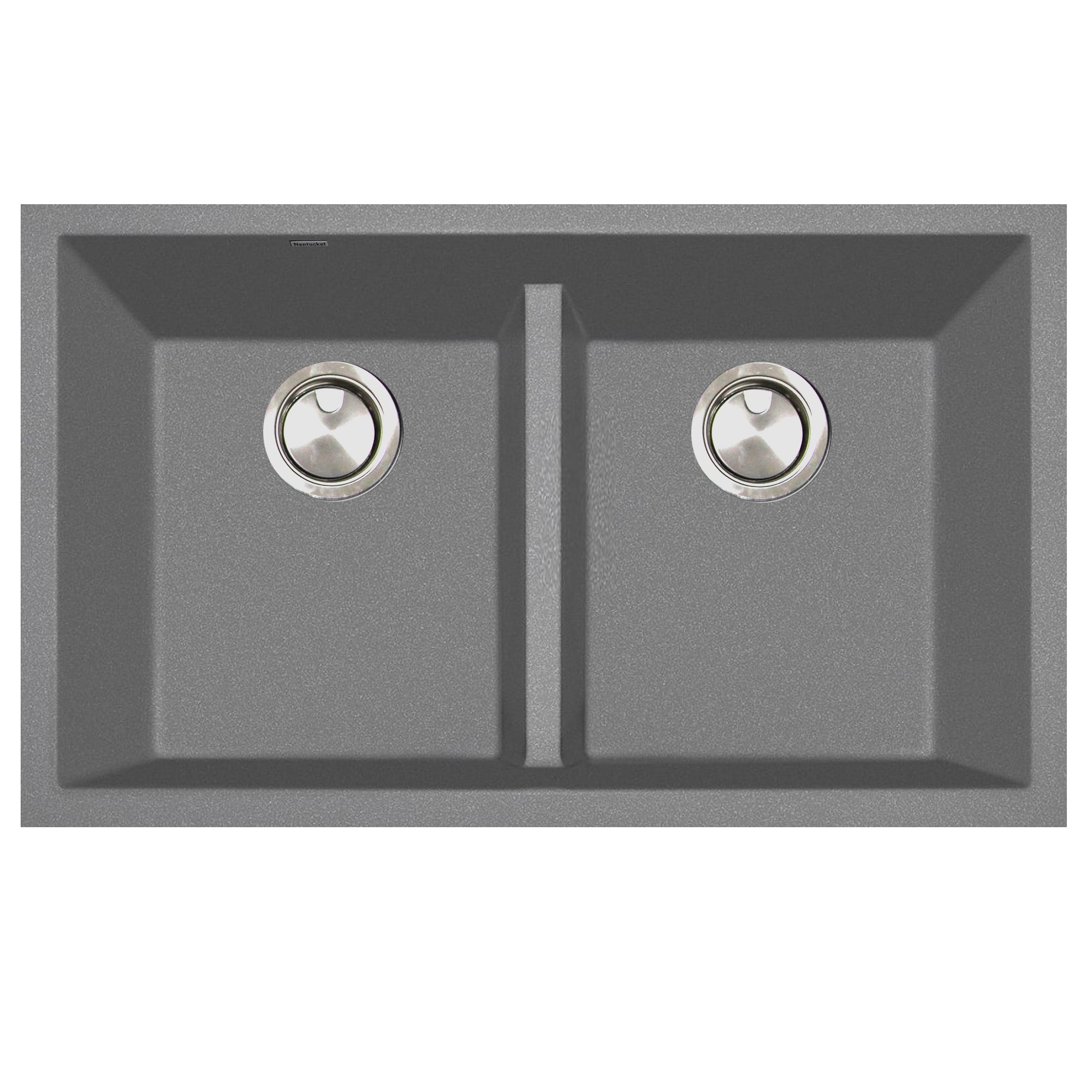 Nantucket Sinks Plymouth 33" Undermount Granite Composite Kitchen Sink, 50/50 Double Bowl, Titanium Grey/metallic flecks, PR5050-LDTI