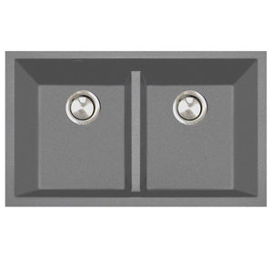 Alternate Image for Nantucket Sinks Plymouth 33" Undermount Granite Composite Kitchen Sink, 50/50 Double Bowl, Titanium Grey/metallic flecks, PR5050-LDTI