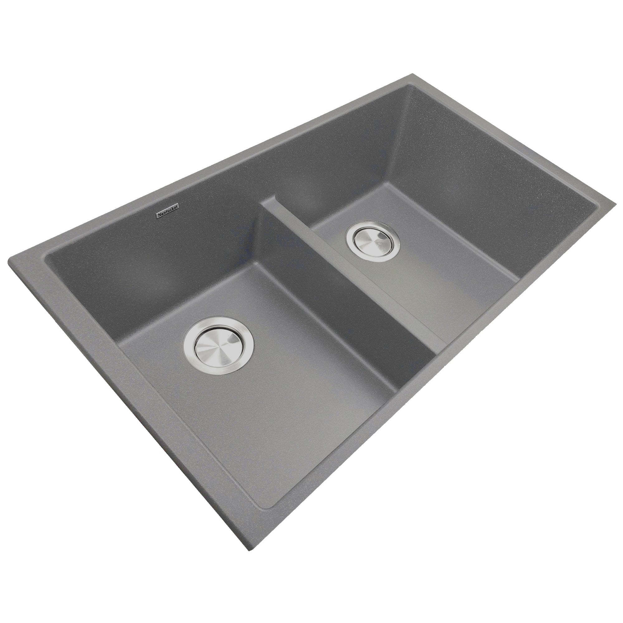 Nantucket Sinks Plymouth 33" Undermount Granite Composite Kitchen Sink, 50/50 Double Bowl, Titanium Grey/metallic flecks, PR5050-LDTI