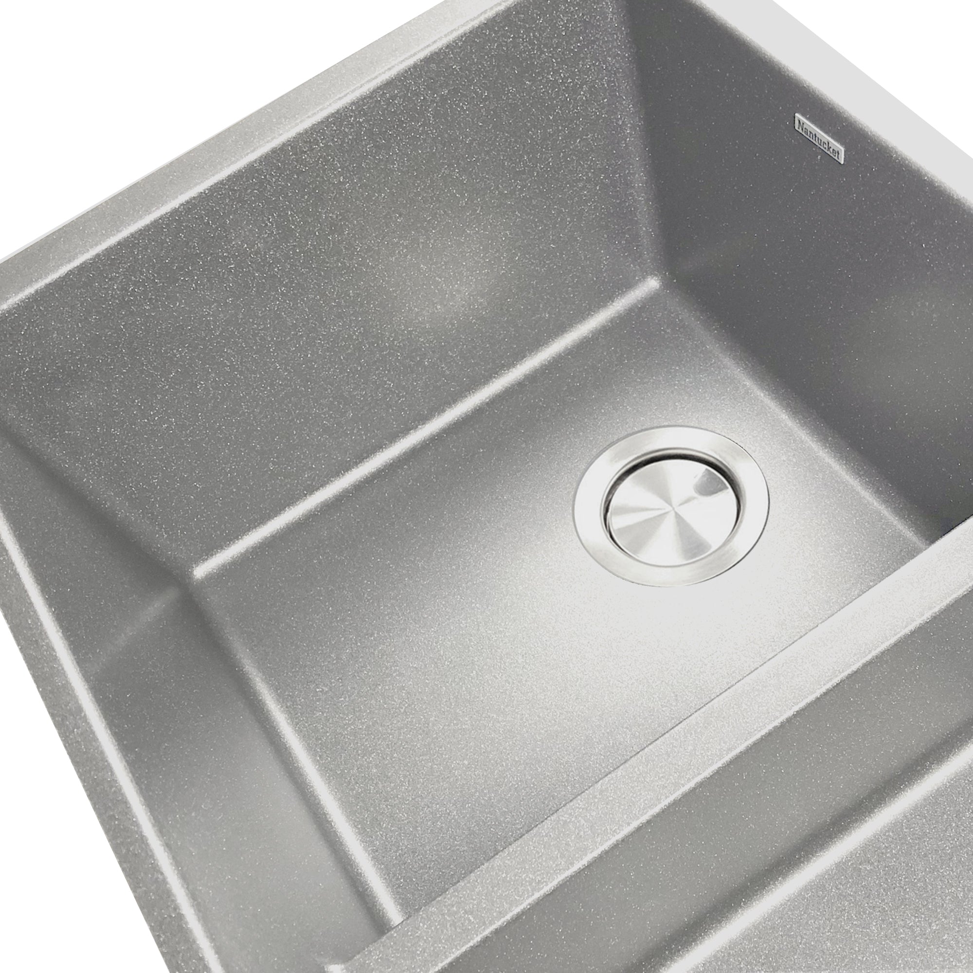 Nantucket Sinks Plymouth 33" Undermount Granite Composite Kitchen Sink, 50/50 Double Bowl, Titanium Grey/metallic flecks, PR5050-LDTI
