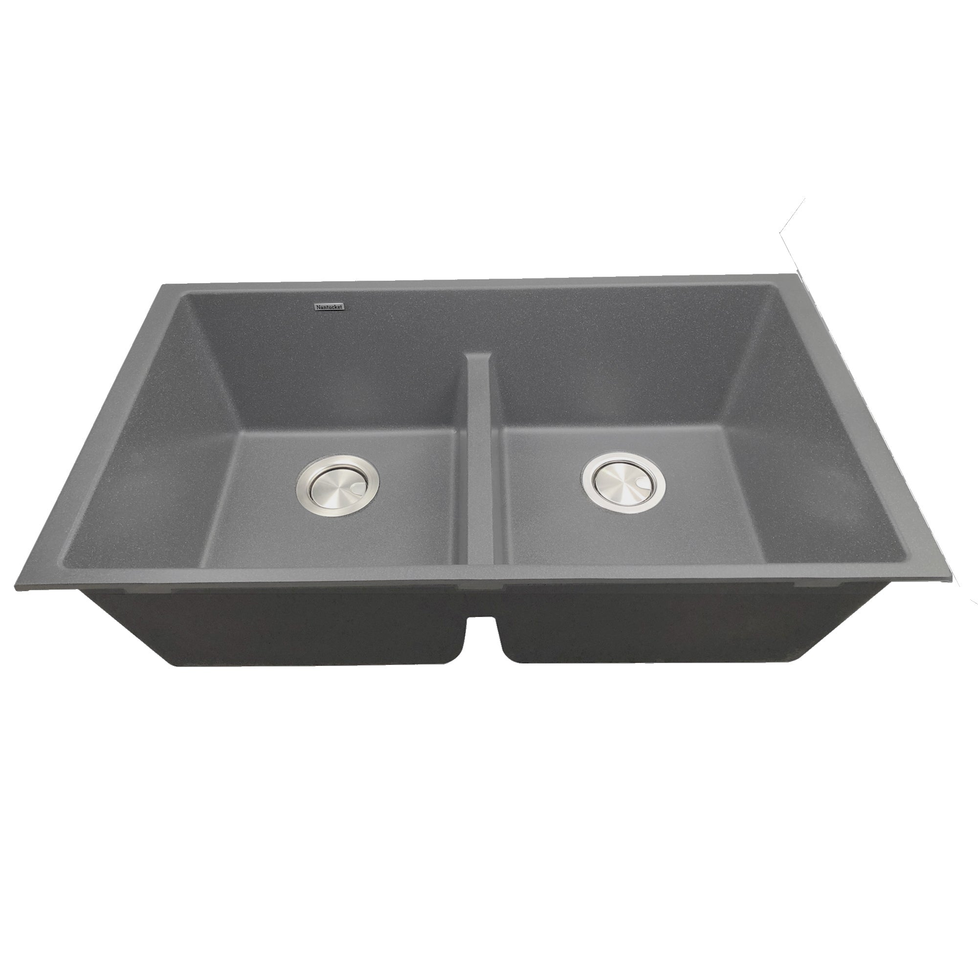 Nantucket Sinks Plymouth 33" Undermount Granite Composite Kitchen Sink, 50/50 Double Bowl, Titanium Grey/metallic flecks, PR5050-LDTI