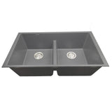 Nantucket Sinks Plymouth 33" Undermount Granite Composite Kitchen Sink, 50/50 Double Bowl, Titanium Grey/metallic flecks, PR5050-LDTI