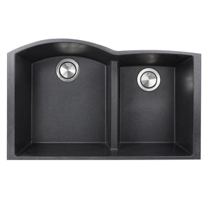 Alternate Image for Nantucket Sinks Plymouth 33" Granite Composite Kitchen Sink, 60/40 Double Bowl, Black, PR6040-BL-UM