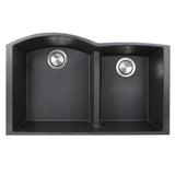 Nantucket Sinks Plymouth 33" Granite Composite Kitchen Sink, 60/40 Double Bowl, Black, PR6040-BL-UM