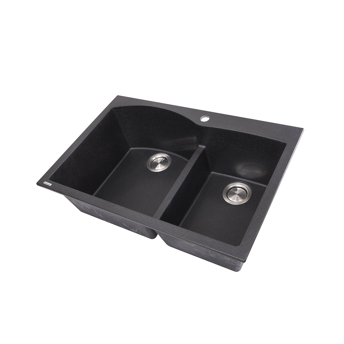 Nantucket Sinks Plymouth 33" Granite Composite Kitchen Sink, 60/40 Double Bowl, Black, PR6040-BL - The Sink Boutique